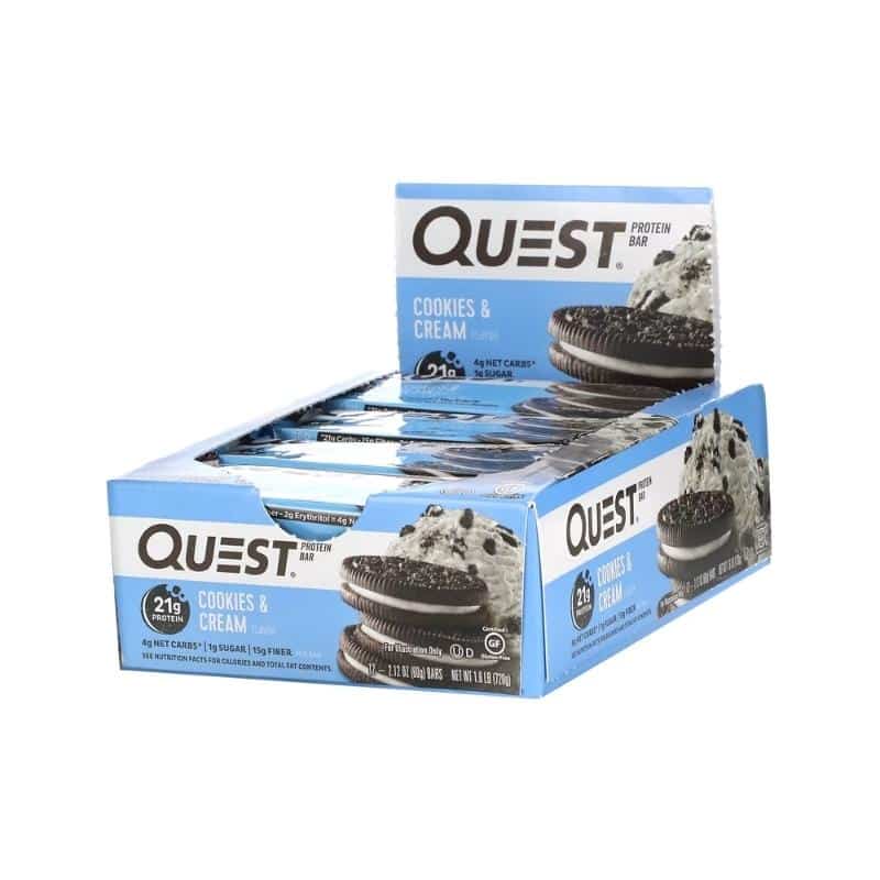 Quest Bar 60g | Sabor Cookies & Cream | Caixa com 12 uni | Quest Nutrition