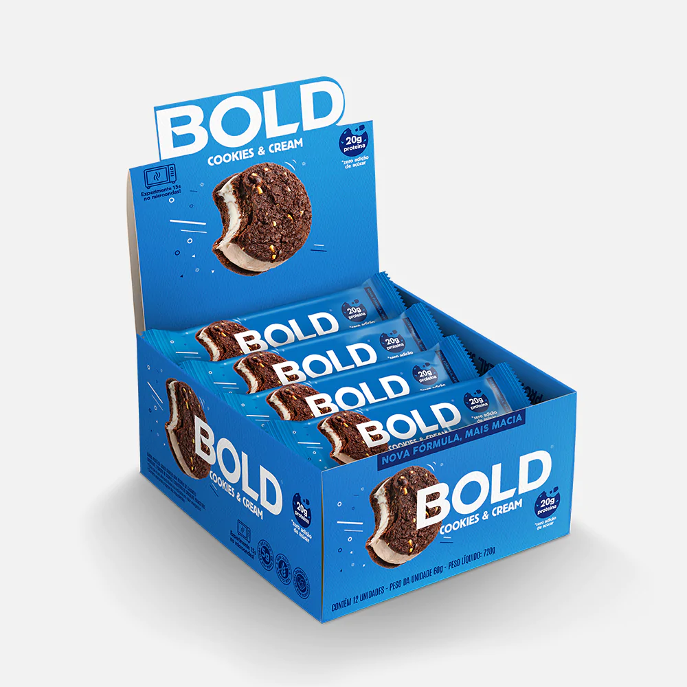 Bold Bar Cookies & Cream (60g) Bold Snacks (Caixa 12 unid.)