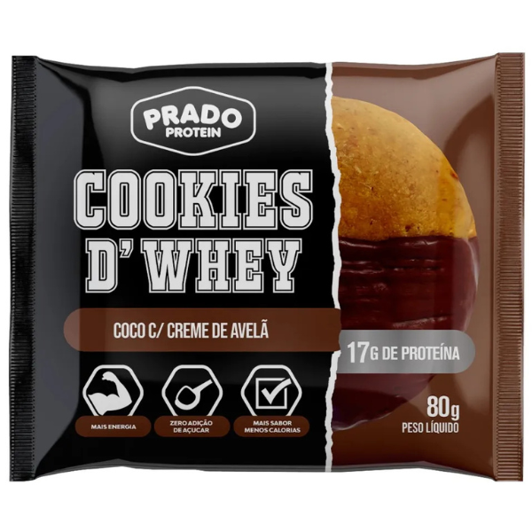 COOKIES D'WHEY COCO AVELÃ (80G) PRADO PROTEIN
