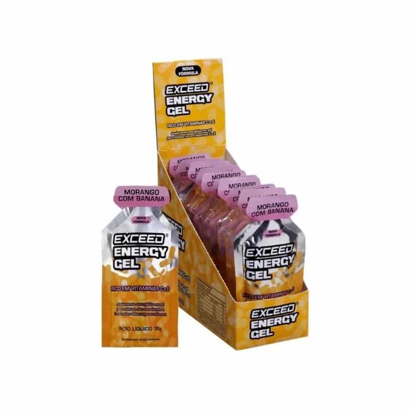 Exceed Energy Gel | Sabor Morango com Banana 30g | Display com 10 Sachês | Advanced Nutrition