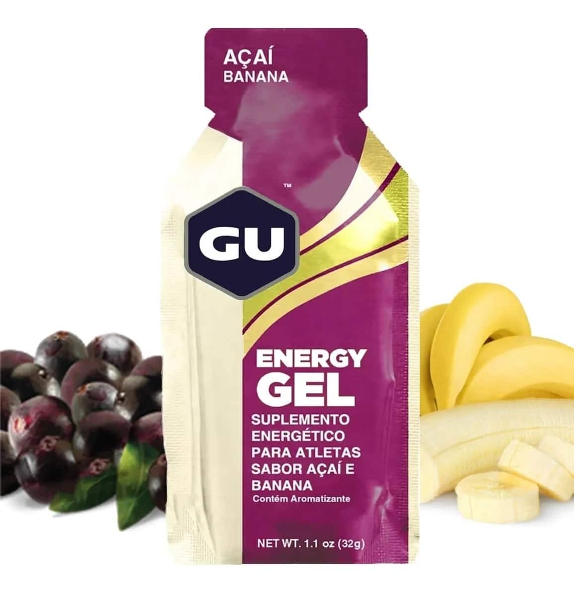 Energy Gel 32g | Sabor Açai e Banana | Caixa com 24uni | GU