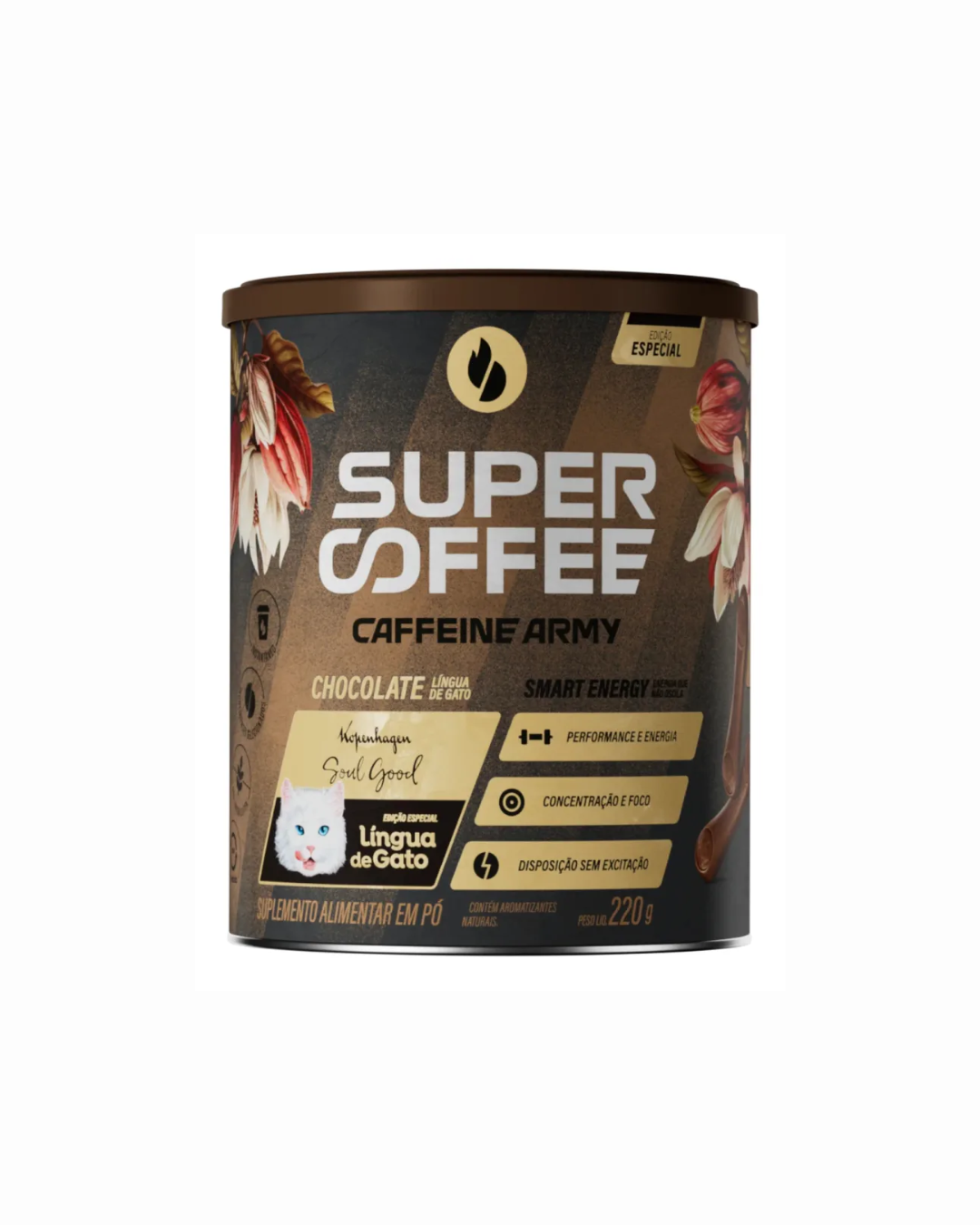 Supercoffe Chocolate 220g Nova Formula 3. Sabor Língua De Gato