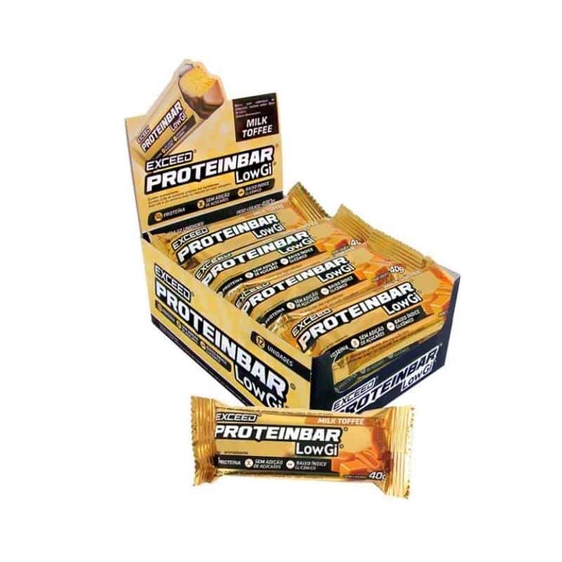 Exceed ProteinBar Low Gi Cx c/ 12 Barras | Sabor Milk Toffee | Advanced Nutrition