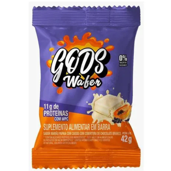 GODS WAFER MAMÃO PAPAIA COM CASSIS COM COBERTURA DE CHOCOLATE BRANCO (42G) CANIBAL INC