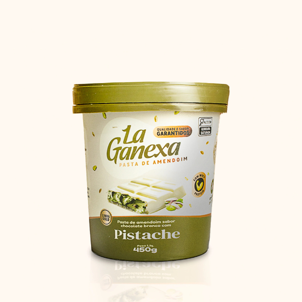 PASTA DE AMENDOIM CHOCOLATE BRANCO COM PISTACHE (450G) LA GANEXA